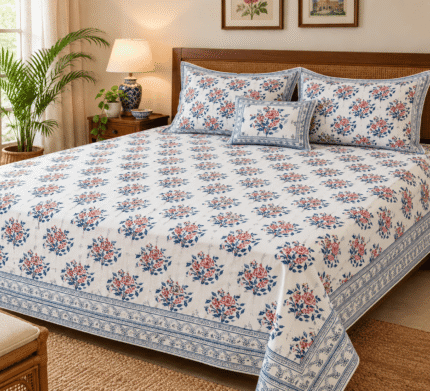 Hand block printed bedsheet by Fabfusion