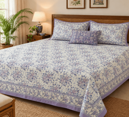 Hand block printed bedsheet by Fabfusion