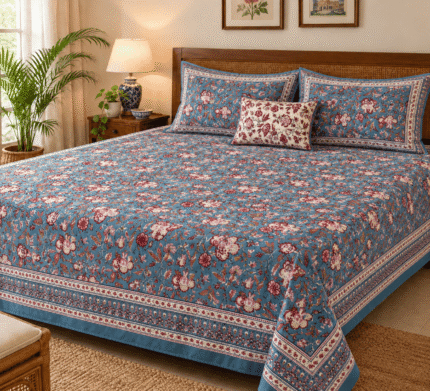 Hand block printed bedsheet by Fabfusion