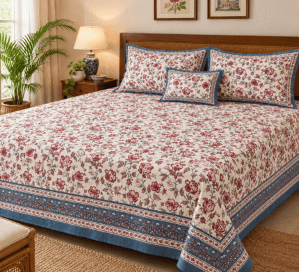 Hand block printed bedsheet by Fabfusion