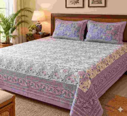 Hand block printed bedsheet by Fabfusion