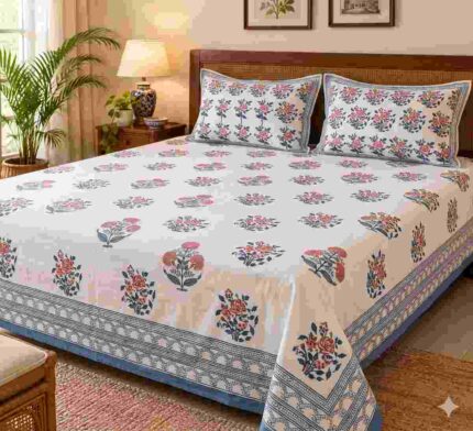 Hand block printed bedsheet by Fabfusion