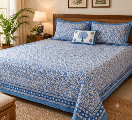 Hand block printed bedsheet by Fabfusion
