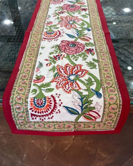 Hand block printed table runner by Fabfusion