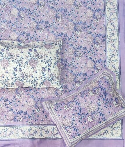 Hand block printed bedsheet by Fabfusion