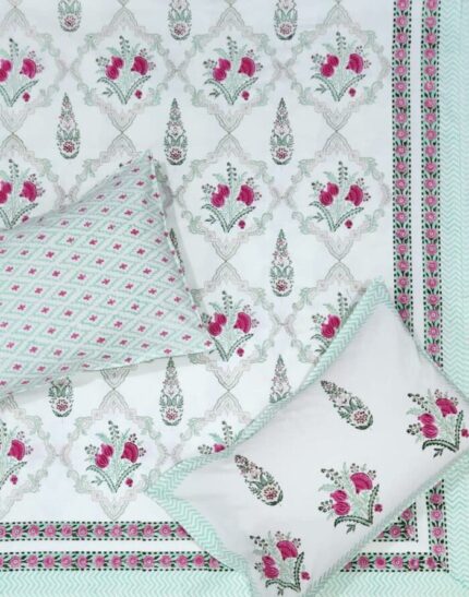 Hand block printed bedsheet by Fabfusion