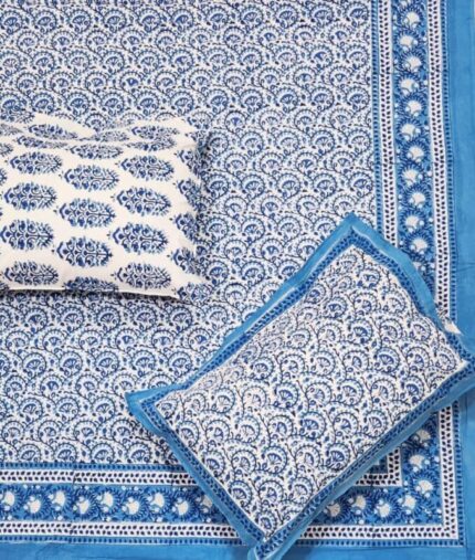 Hand block printed bedsheet by Fabfusion