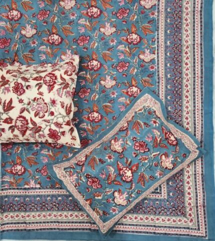 Hand block printed bedsheet by Fabfusion