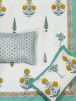 Hand block printed bedsheet by Fabfusion