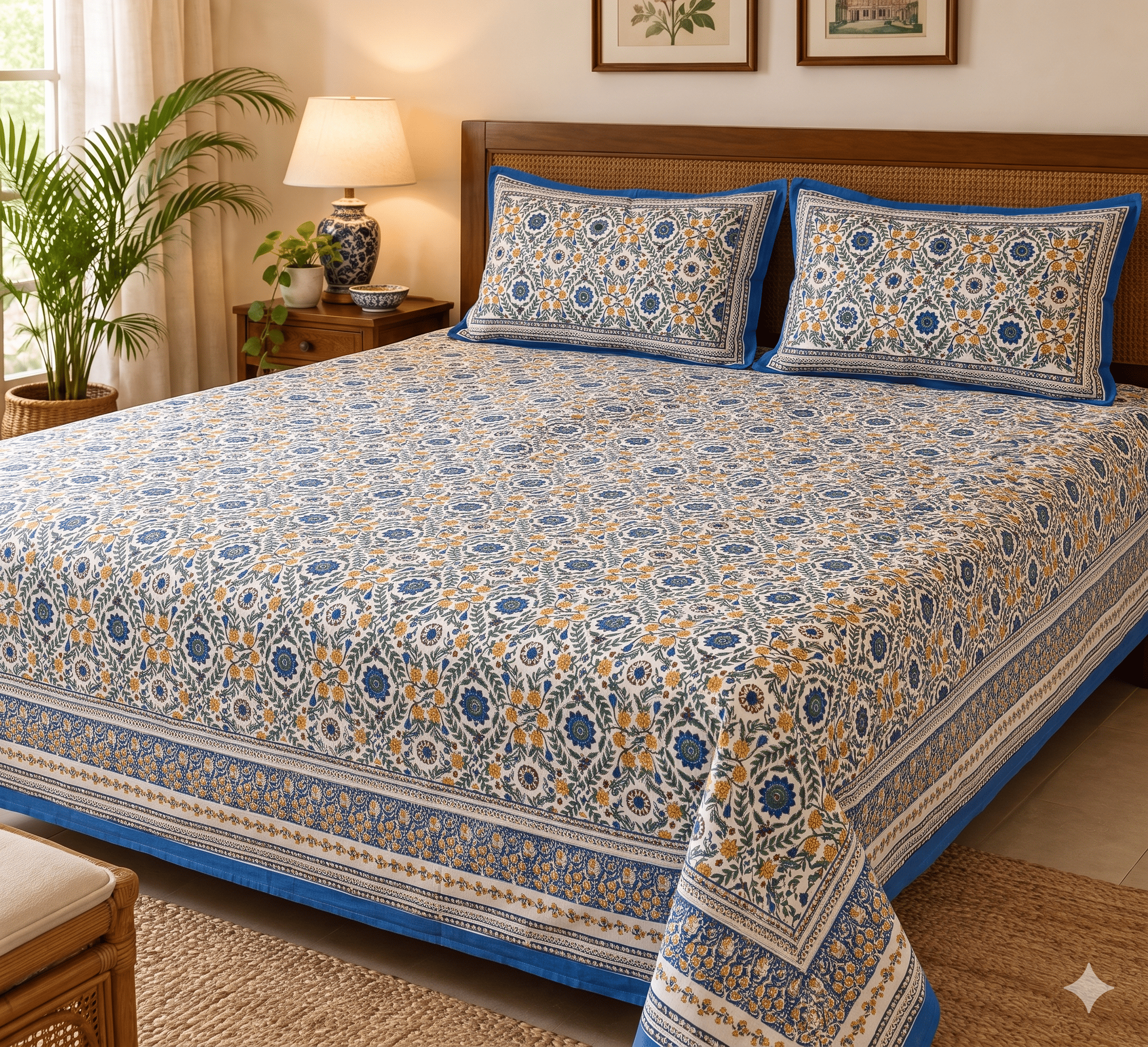 Hand block printed bedsheet by Fabfusion Hand block printed bedsheet by Fabfusion
