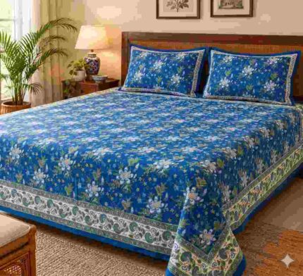 Hand block printed bedsheet by Fabfusion