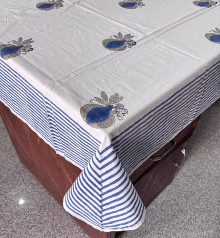 Hand block printed 6 seater table cover by Fabfusion