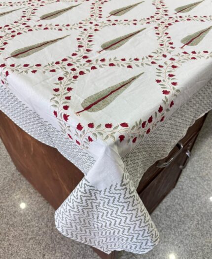 Hand block printed 6 seater table cover by Fabfusion