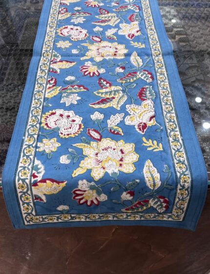 Hand block printed table runner by Fabfusion