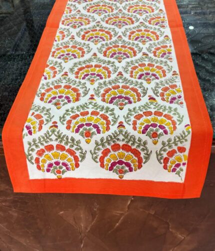 Hand block printed table runner by Fabfusion