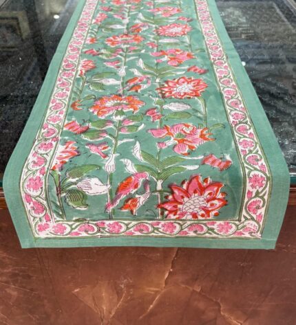 Hand block printed table runner by Fabfusion
