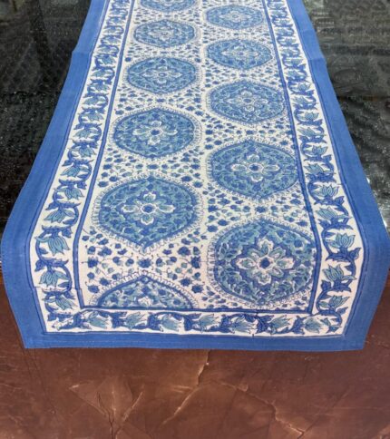 Hand block printed table runner by Fabfusion