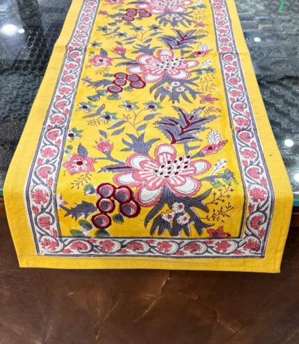 Hand block printed table runner by Fabfusion
