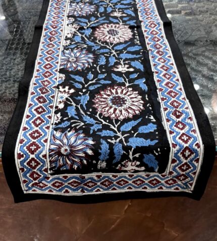 Hand block printed table runner by Fabfusion