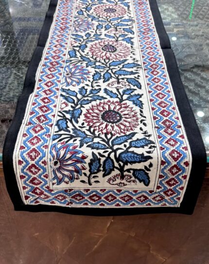 Hand block printed table runner by Fabfusion