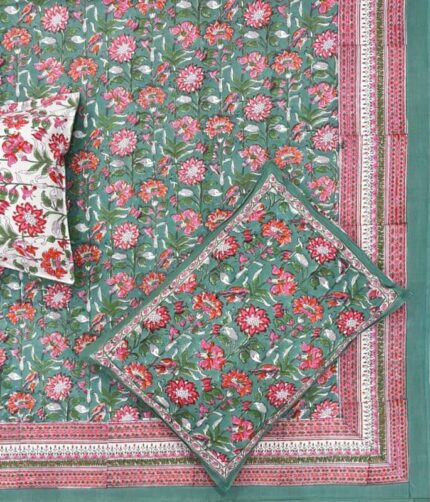 Hand block printed bedsheet by Fabfusion