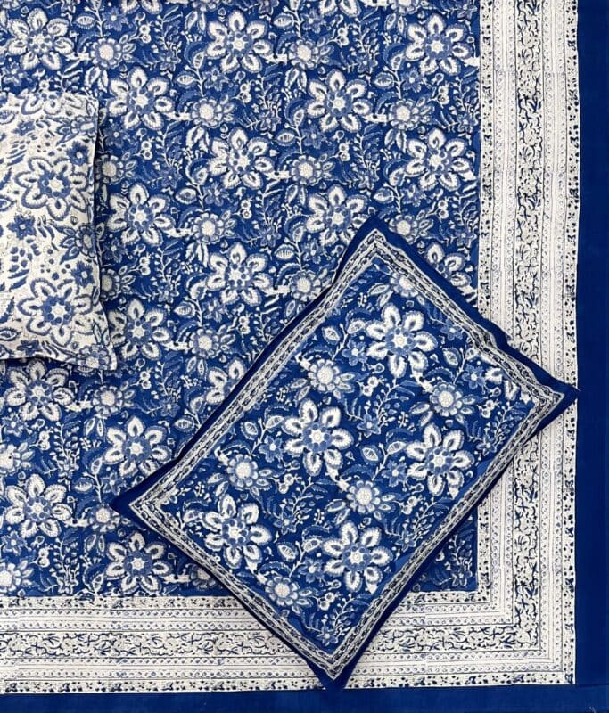Hand block printed bedsheet by Fabfusion
