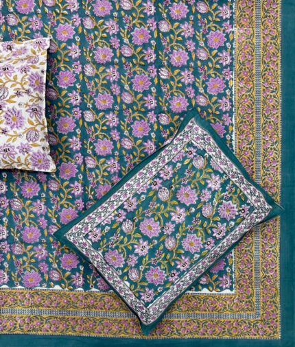 Hand block printed bedsheet by Fabfusion