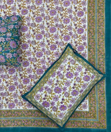 Hand block printed bedsheet by Fabfusion