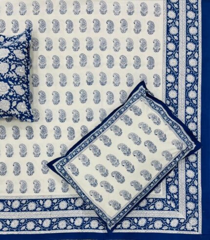 Hand block printed bedsheet by Fabfusion