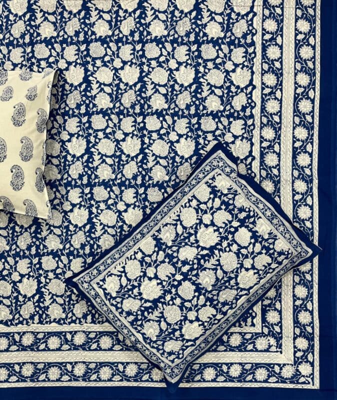 Hand block printed bedsheet by Fabfusion