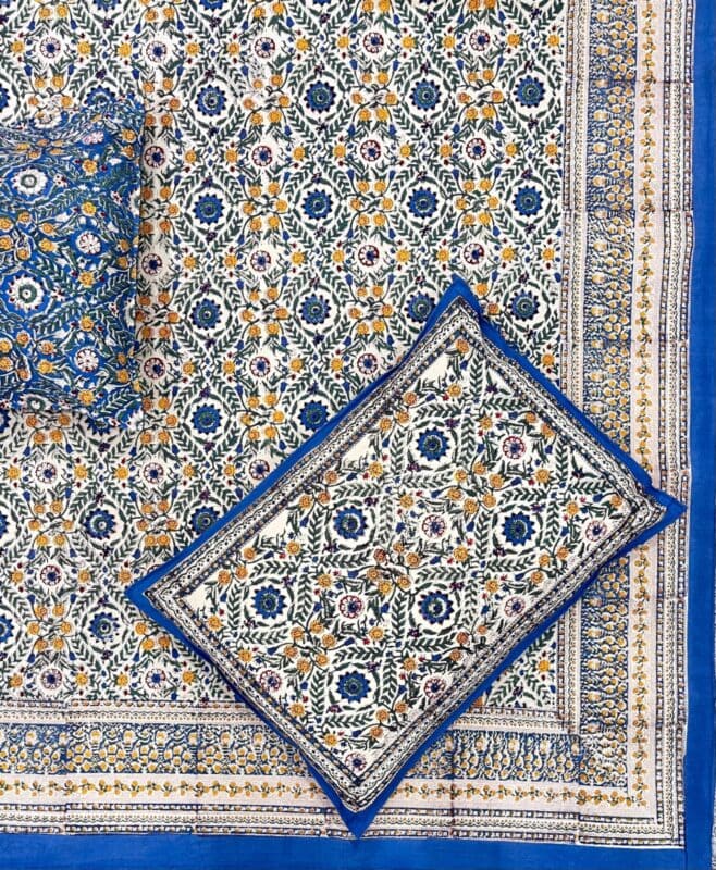 Hand block printed bedsheet by Fabfusion