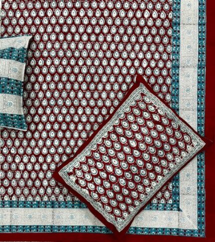 Hand block printed bedsheet by Fabfusion