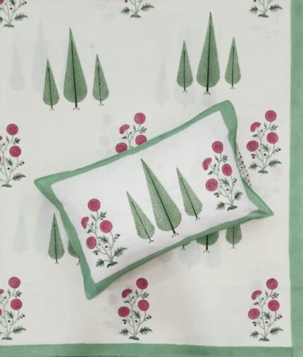 Hand block printed bedsheet by Fabfusion