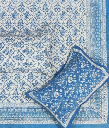 Hand block printed bedsheet by Fabfusion