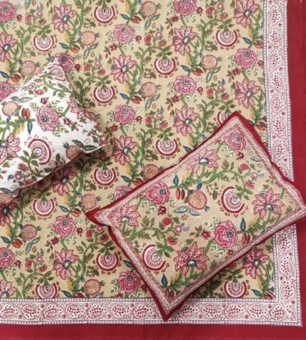 Hand block printed bedsheet by Fabfusion