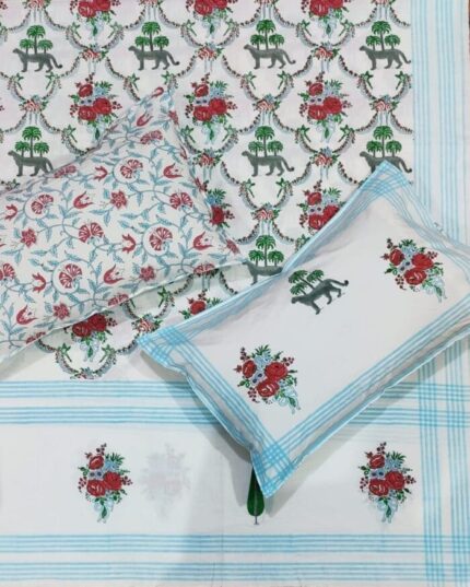 Hand block printed bedsheet by Fabfusion