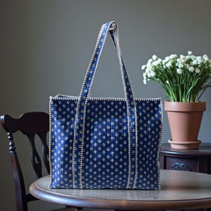 Jaipuri hand block printed hand bag by Fabfusion