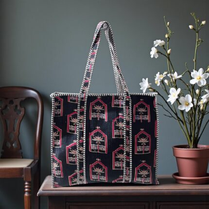 Jaipuri Handblock Printed Fabric hand Bag By Fabfusion