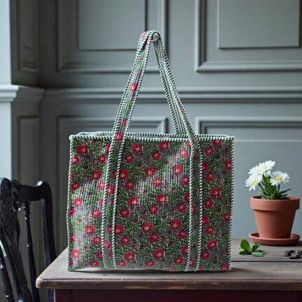 Jaipuri Handblock Printed Fabric hand Bag By Fabfusion