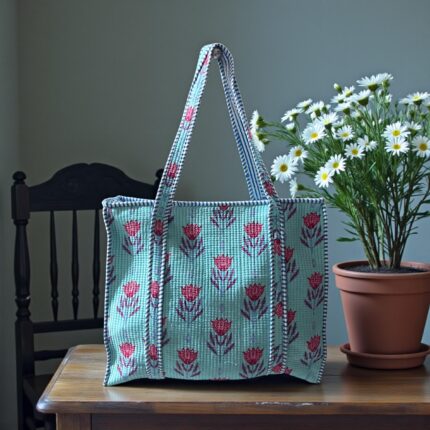 Jaipuri Handblock Printed Fabric hand Bag By Fabfusion