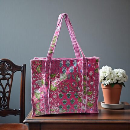 Jaipuri Handblock Printed Fabric hand Bag By Fabfusion
