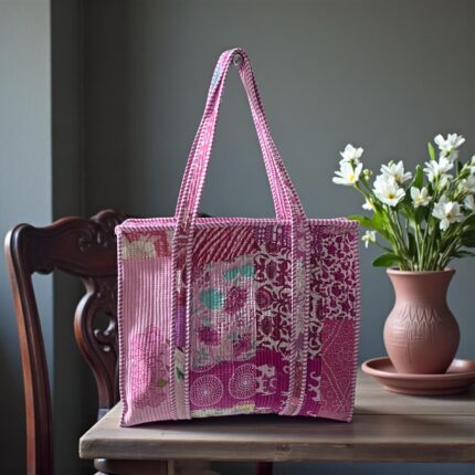 Jaipuri Handblock Printed Fabric hand Bag By Fabfusion