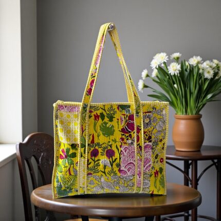 Jaipuri Handblock Printed Fabric hand Bag By Fabfusion