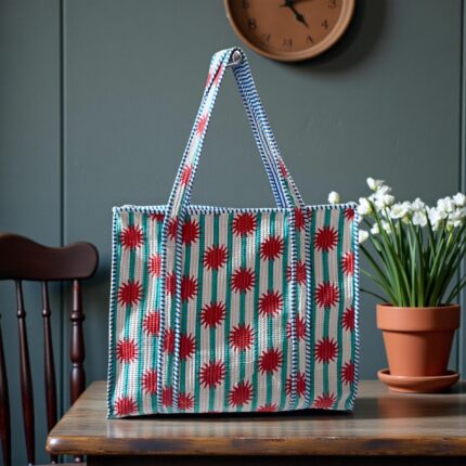 Jaipuri Handblock Printed Fabric hand Bag By Fabfusion