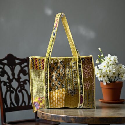 Jaipuri Handblock Printed Fabric hand Bag By Fabfusion