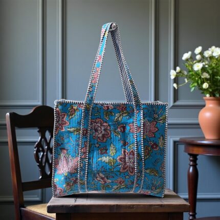 Jaipuri Handblock Printed Fabric hand Bag By Fabfusion