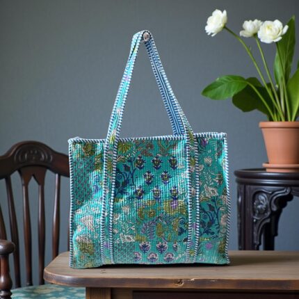 Jaipuri Handblock Printed Fabric hand Bag By Fabfusion