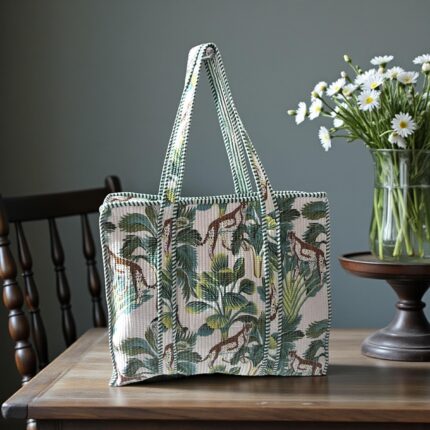 Jaipuri Handblock Printed Fabric hand Bag By Fabfusion