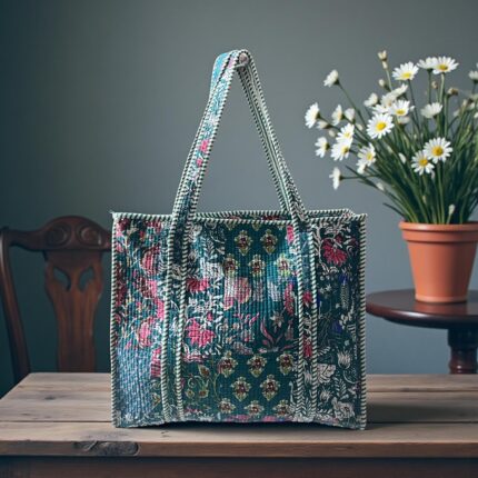 Jaipuri Handblock Printed Fabric hand Bag By Fabfusion