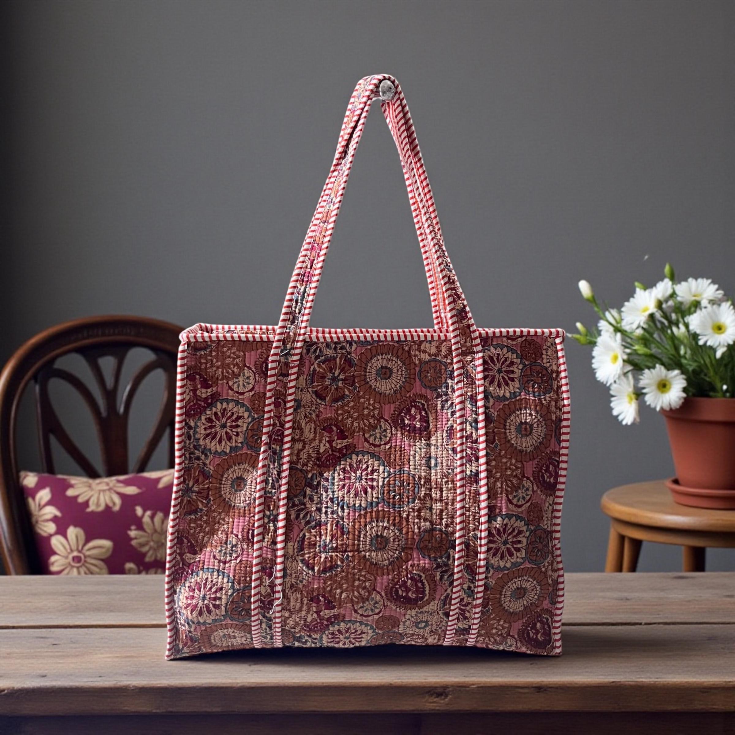 Jaipuri Handblock Printed Fabric hand Bag By Fabfusion Jaipuri Handblock Printed Fabric hand Bag By Fabfusion